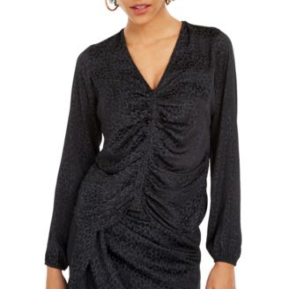 NWT Guess Long Sleeve Seeley Shirred Cheetah Top